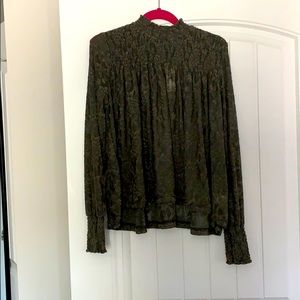 Anthropologie High-neck Green Blouse